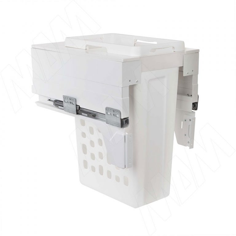 HAMPER LM40 Корзина для белья выдвижная, 1 емкость (35л), напр.полн.выдв., плавн.закр., креп.фасада, цвет белый