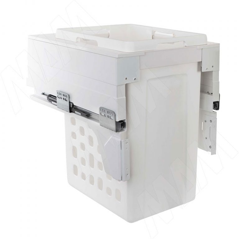 HAMPER LM45 Корзина для белья выдвижная, 1 емкость (48л), напр.полн.выдв., плавн.закр., креп.фасада, цвет белый