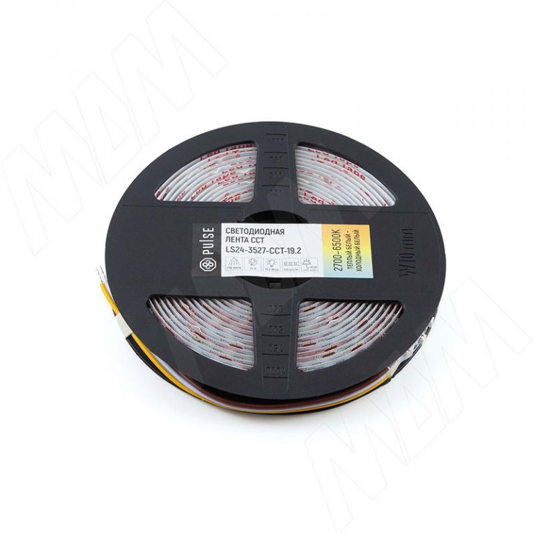 CCT Светодиодная лента 3527/120, 24V, 5 м, теплый белый — холодный белый 2700-6500К, IP20, 19.2W/1м
