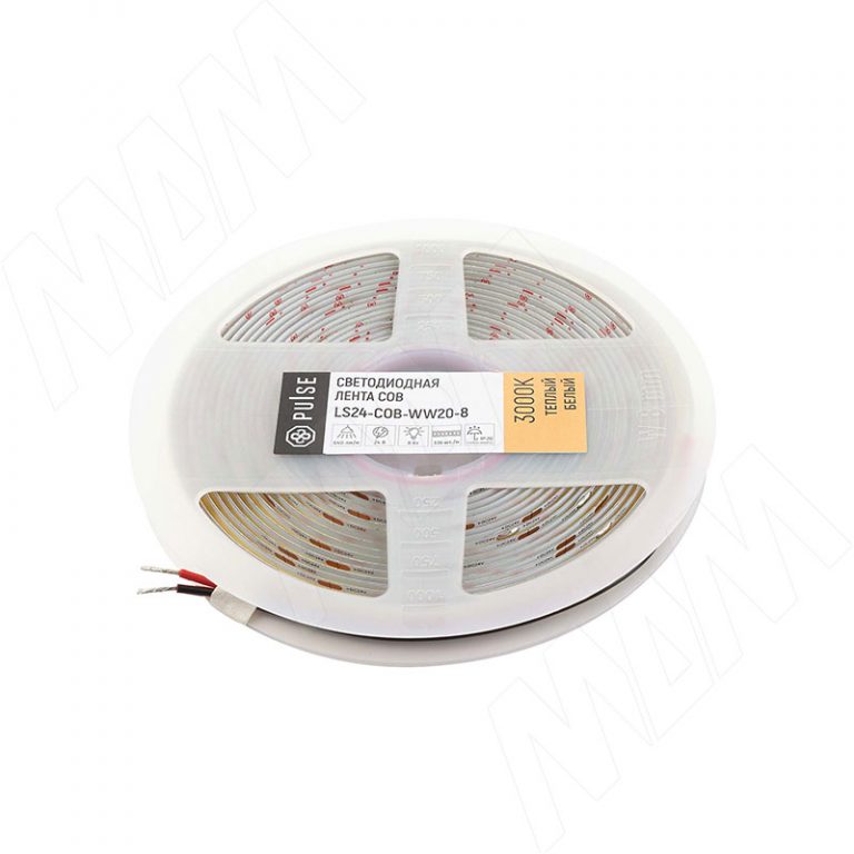LUX, COB лента светодиодная, 336 диодов, 24V, 5 м, CRI 90, теплый белый 3000К, IP20, 8W/1м